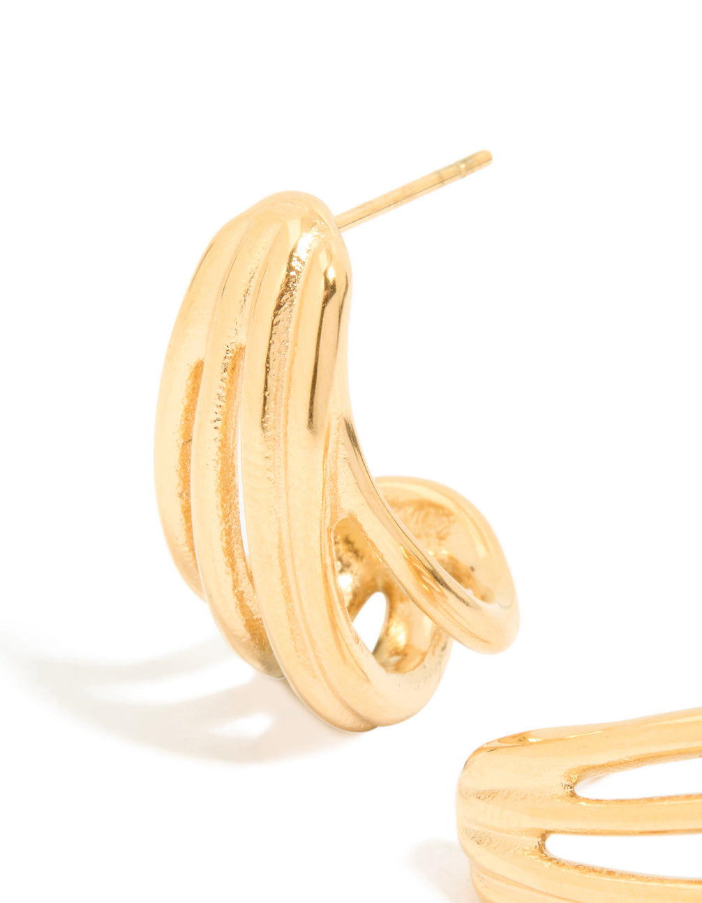 Waterproof Gold Plated Stainless Steel Layered Hoop Earrings