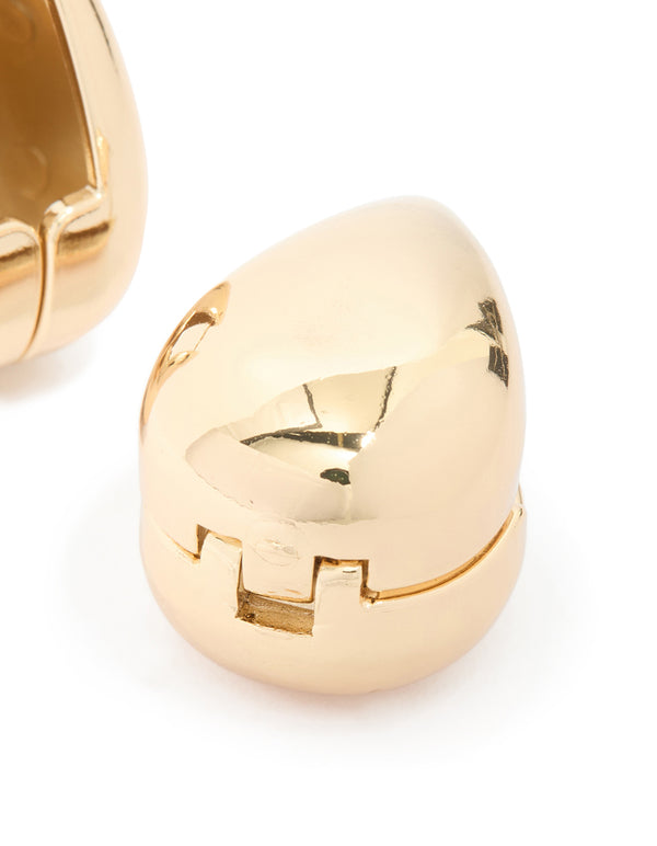 Waterproof Gold Plated Stainless Steel Oval Front & Back Hoop Earrings