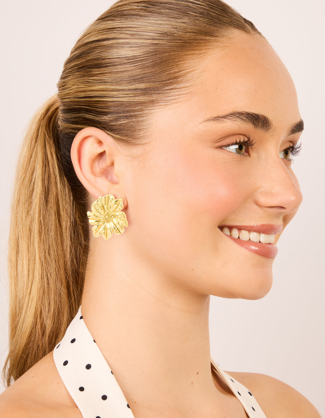 Waterproof Gold Plated Stainless Steel Daisy Petal Statement Earrings