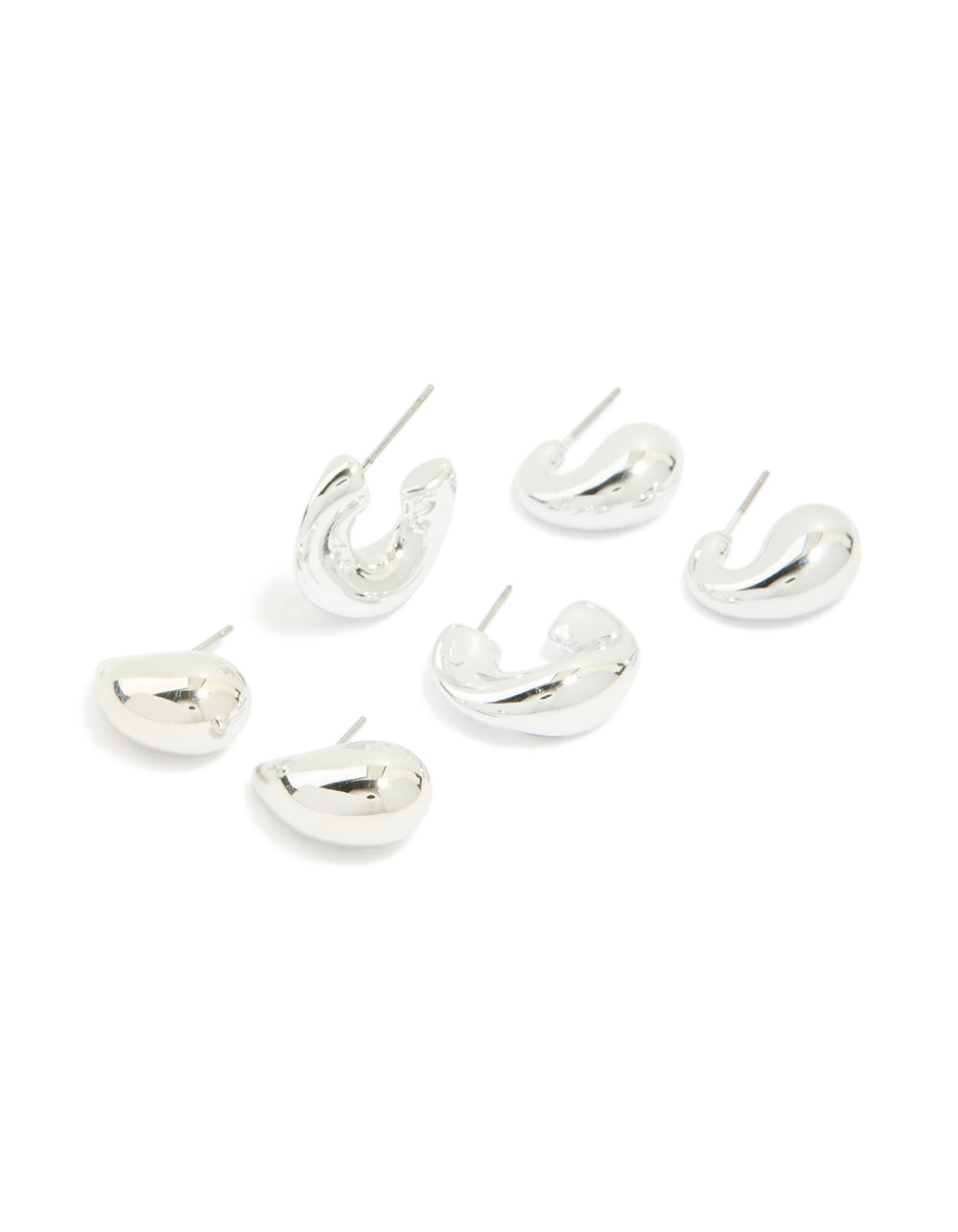 Silver Thick Bubble Stud Earrings 3-Pack
