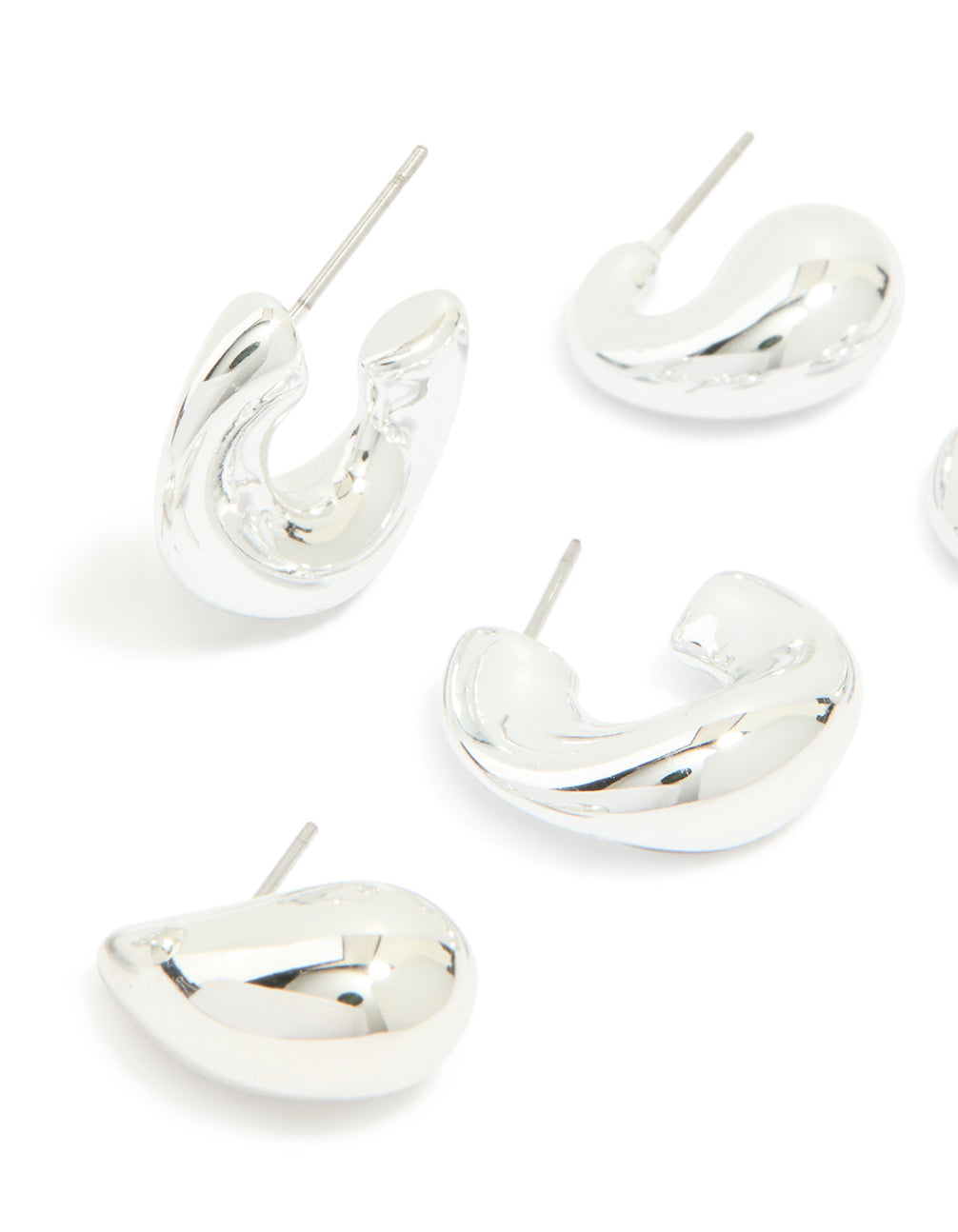 Silver Thick Bubble Stud Earrings 3-Pack