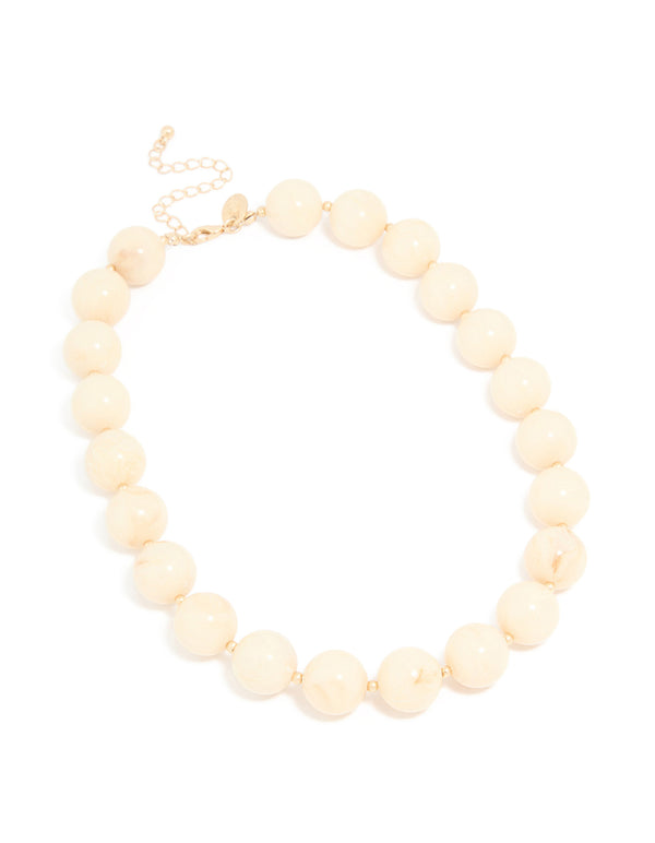 Gold Neutral Marble Beaded Necklace