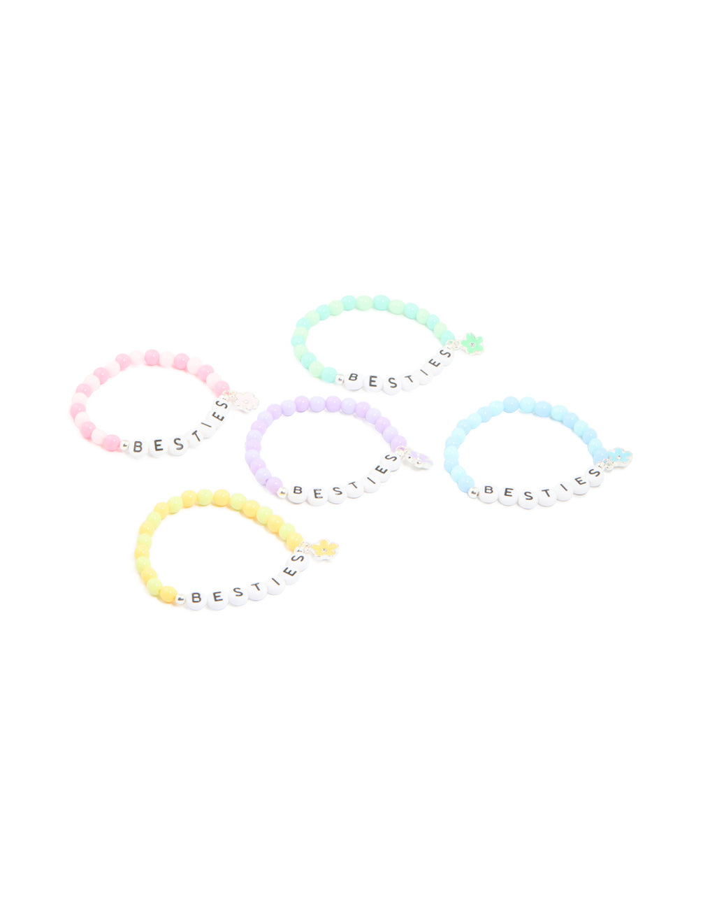 Kids Multicoloured Beaded 'Besties' Stretch Bracelets 5-Pack