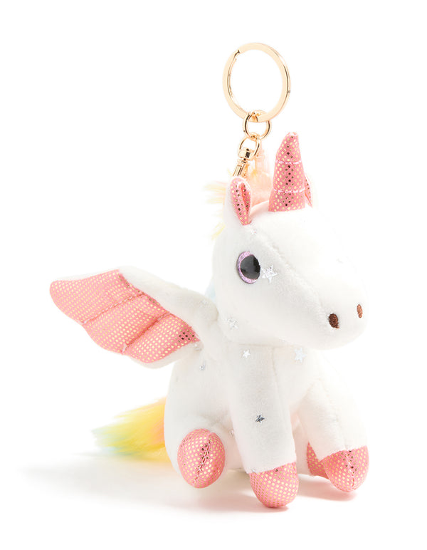 Kids Glitter Fabric Winged Unicorn Key Chain