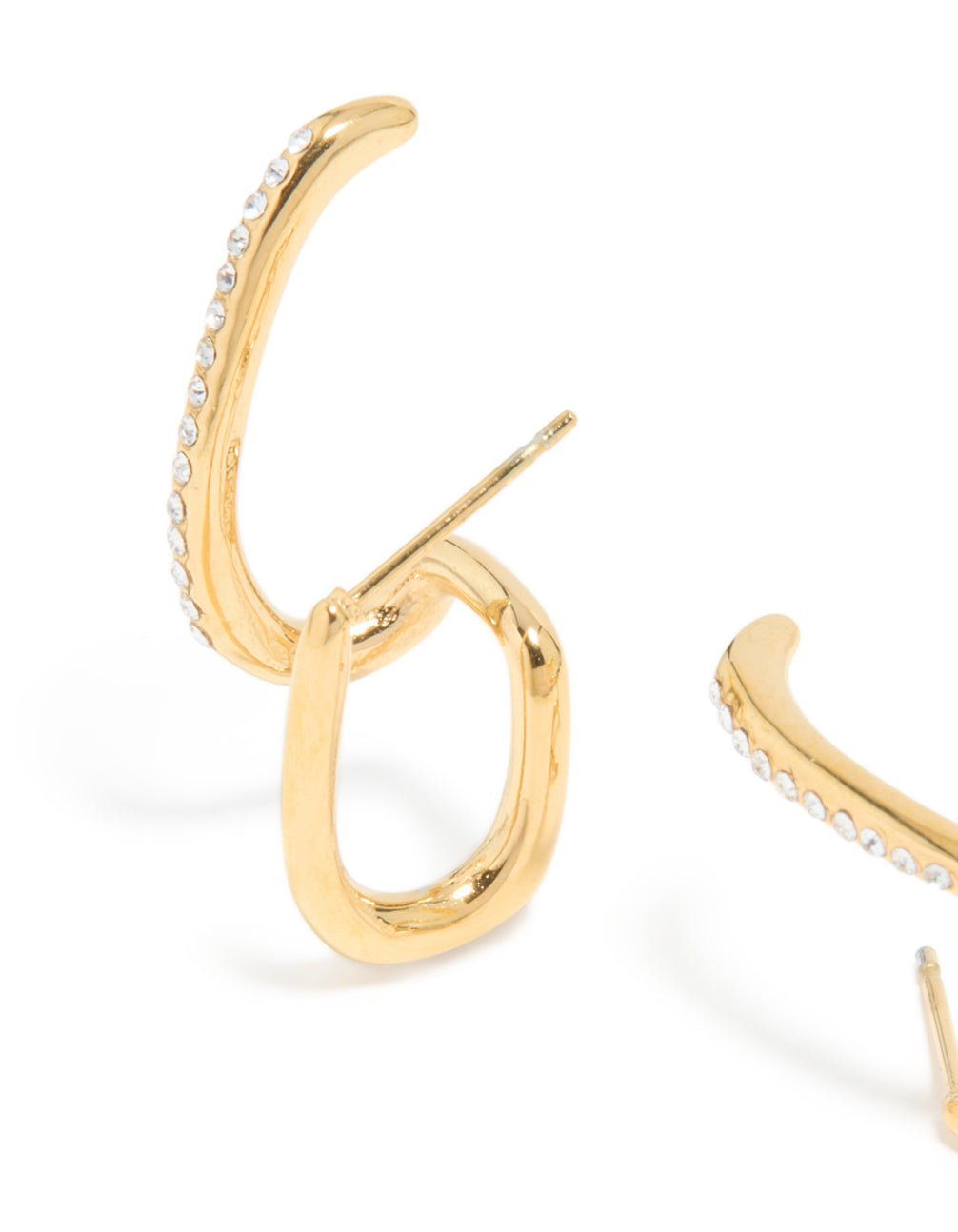 Elegant waterproof gold plated stainless steel conch illusion hoop earrings with statement styling close up view