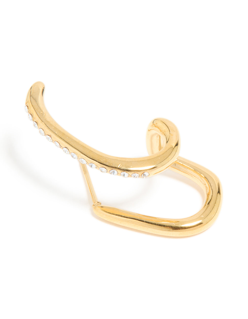 Crafted from waterproof materials these gold plated stainless steel conch illusion hoop earrings feature statement design post detail view