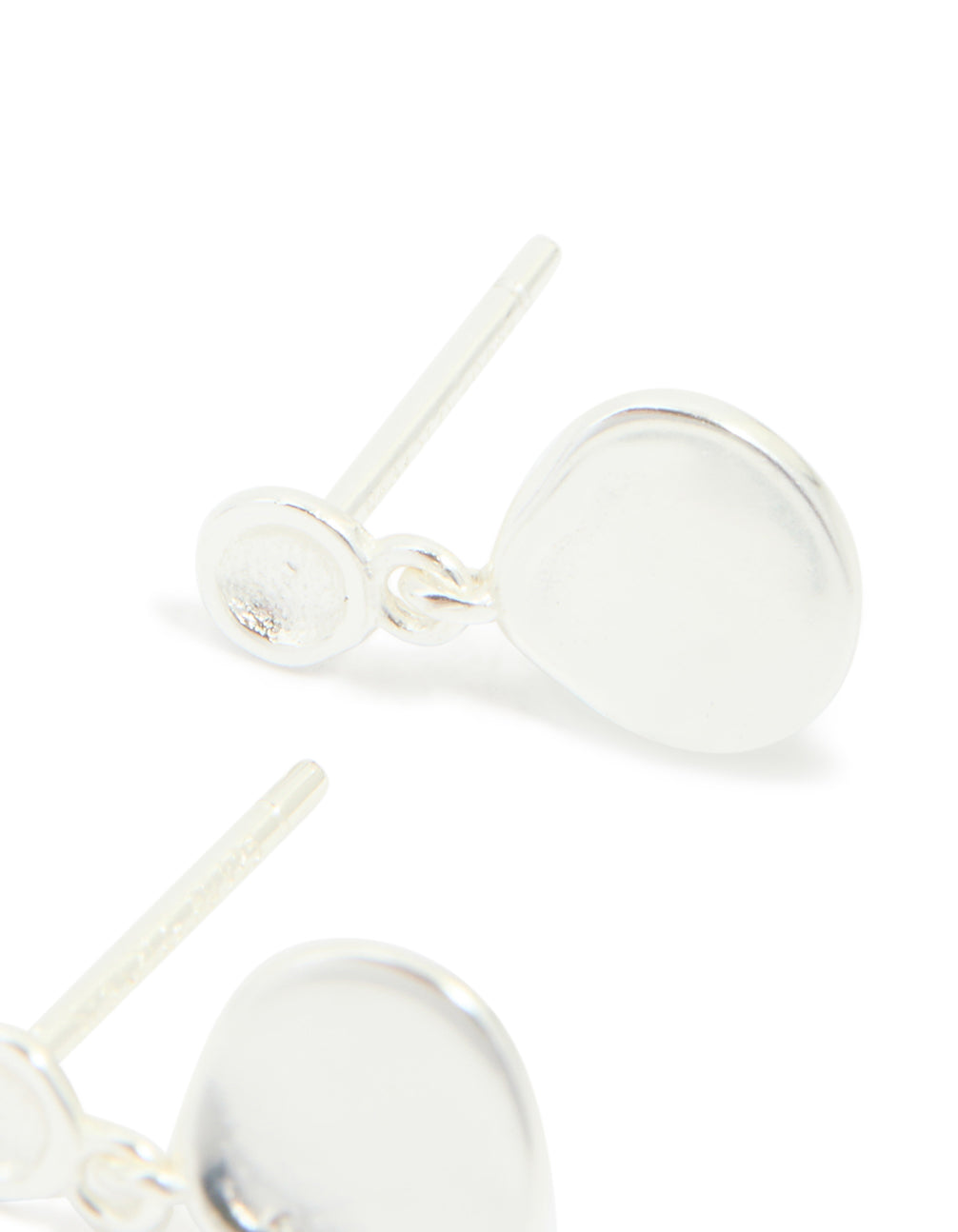 Sterling Silver Round Drop Stud Earrings