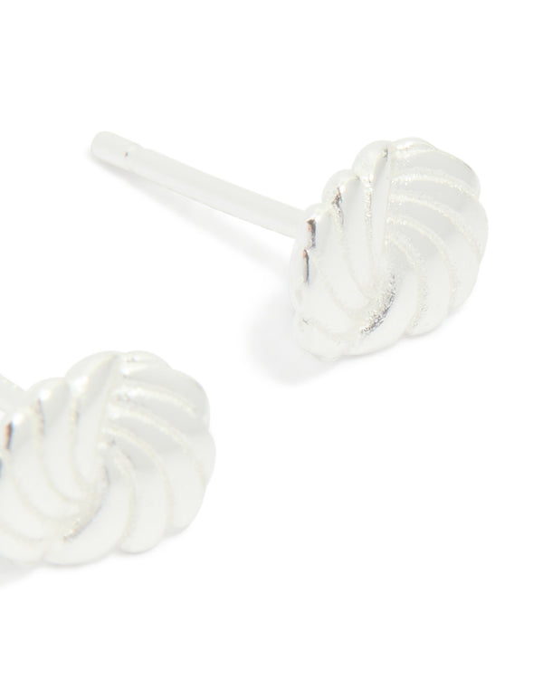 Sterling Silver Textured Twist Stud Earrings