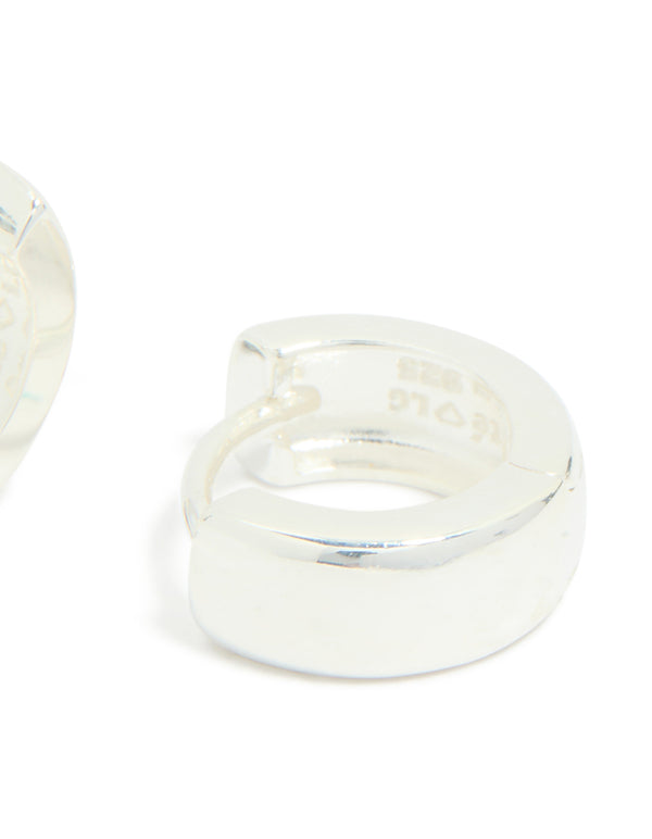 Sterling Silver Chubby Huggie Earrings