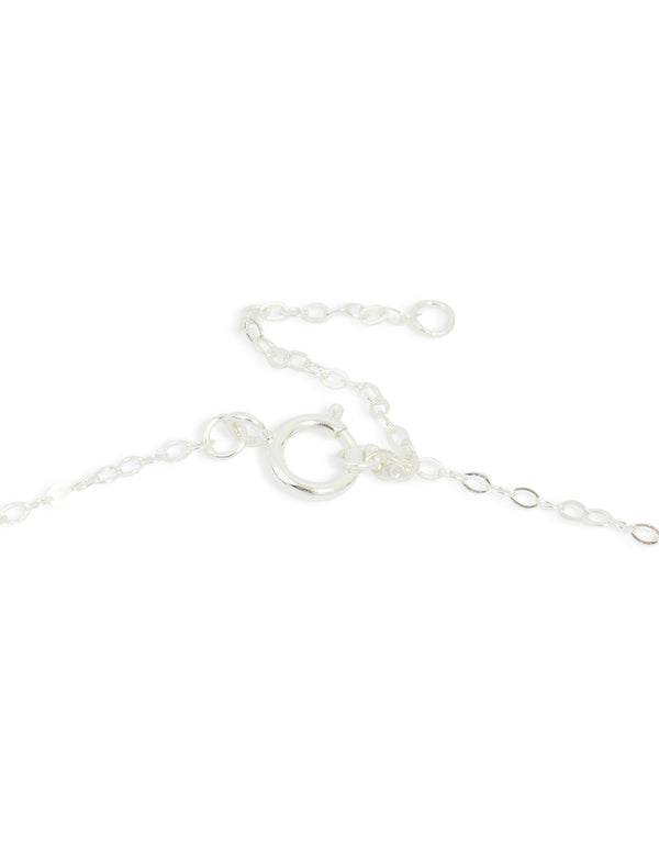 A sterling silver molten round pendant necklace clasp detail view