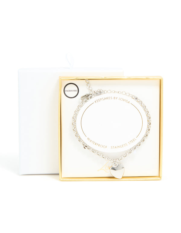 Waterproof Stainless Steel Chunky Heart Bracelet
