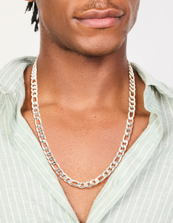 Mens Waterproof Stainless Steel Figaro Chain Necklace