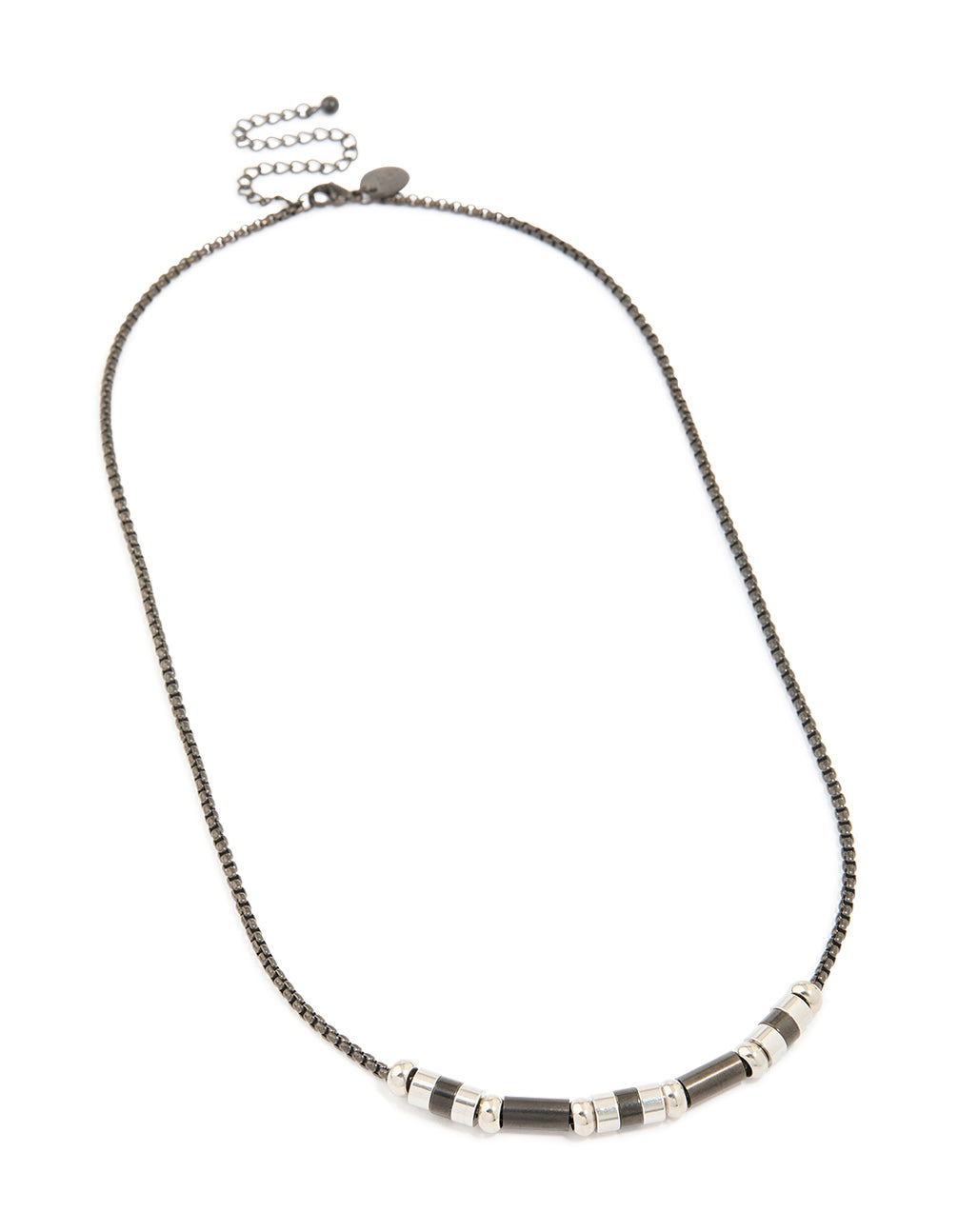 Mens Waterproof Stainless Steel Mixed Rondelle Necklace