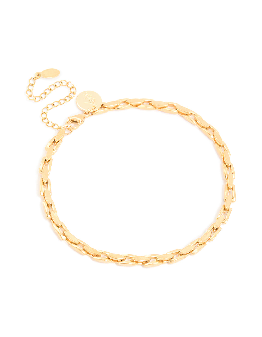 Mens Waterproof Gold Plated Stainless Steel Detailed Chain Link Bracelet