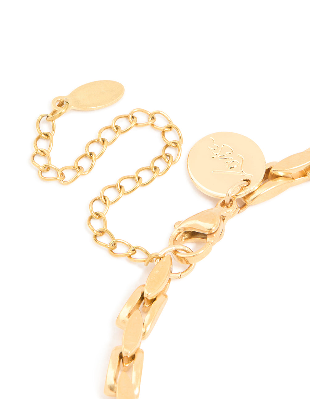 Mens Waterproof Gold Plated Stainless Steel Detailed Chain Link Bracelet