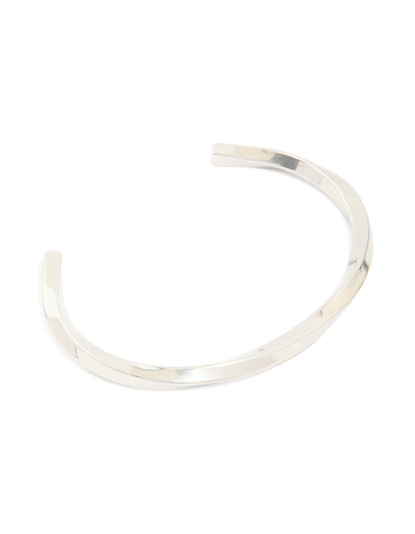 Mens Waterproof Stainless Steel Square Twist Cuff Bracelet