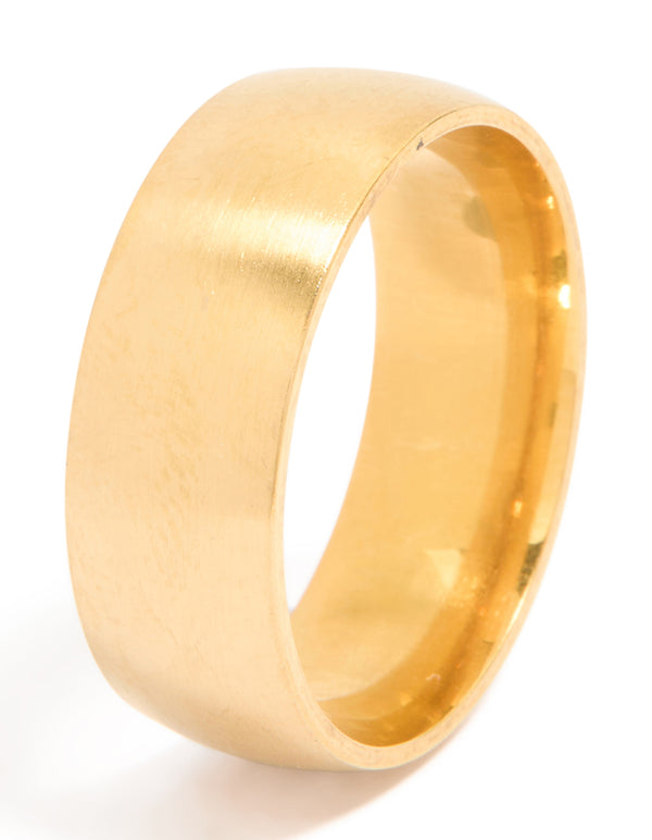 Mens Waterproof Gold Plated Stainless Steel Band Ring