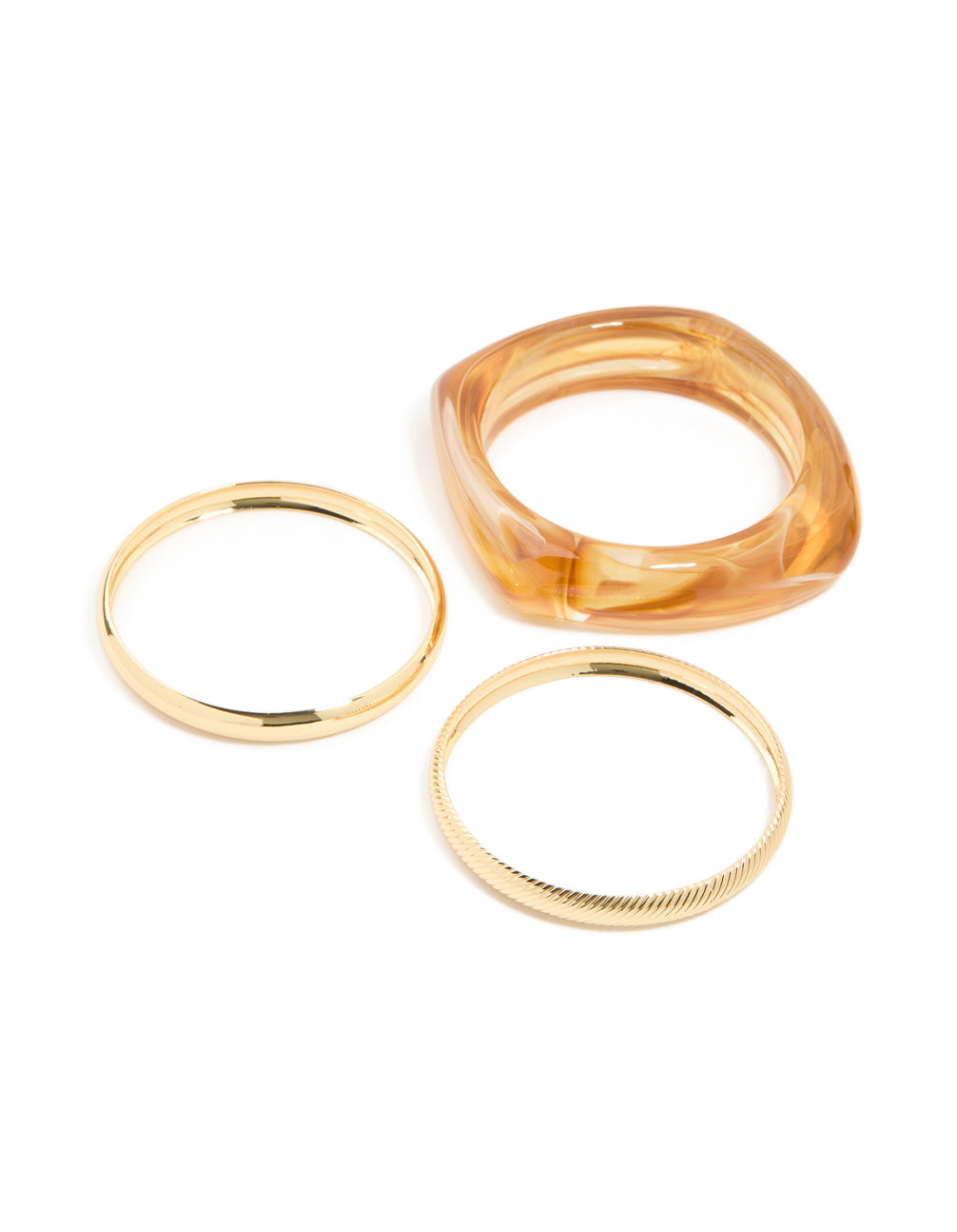 Brown Acrylic & Gold Bangles 3-Pack