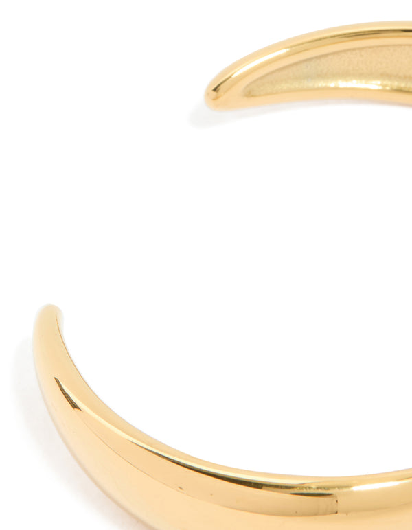 A waterproof rose gold plated stainless steel twisted wrist cuff displaying open closure detail view