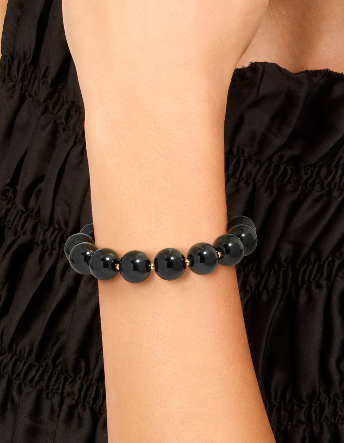 Black Acrylic Beaded Stretch Bracelet
