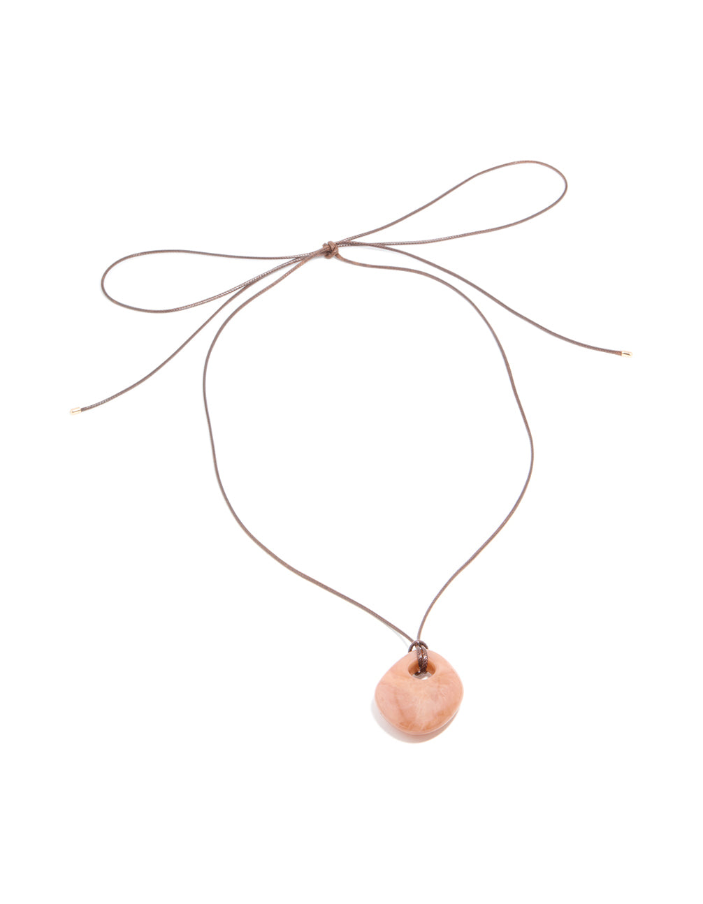 Pink Acrylic Pendant Dark Brown Cord Necklace