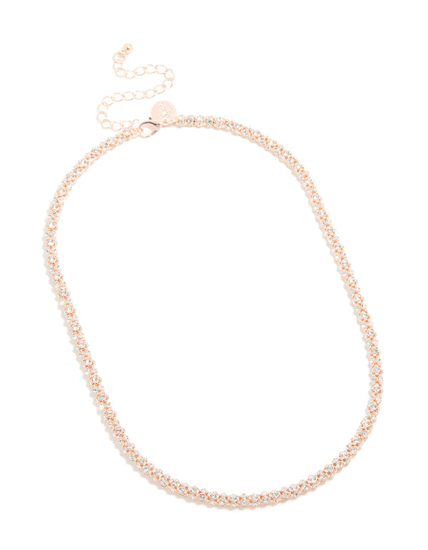 Rose Gold Plated Diamante Fireball Chain Necklace