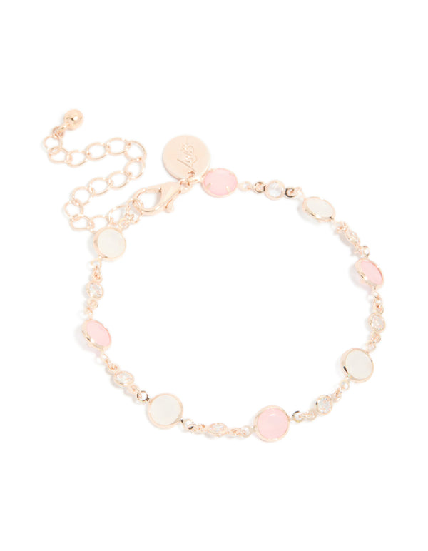 Rose Gold Plated Cubic Zirconia Circle Bracelet