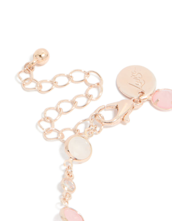 Rose Gold Plated Cubic Zirconia Circle Bracelet