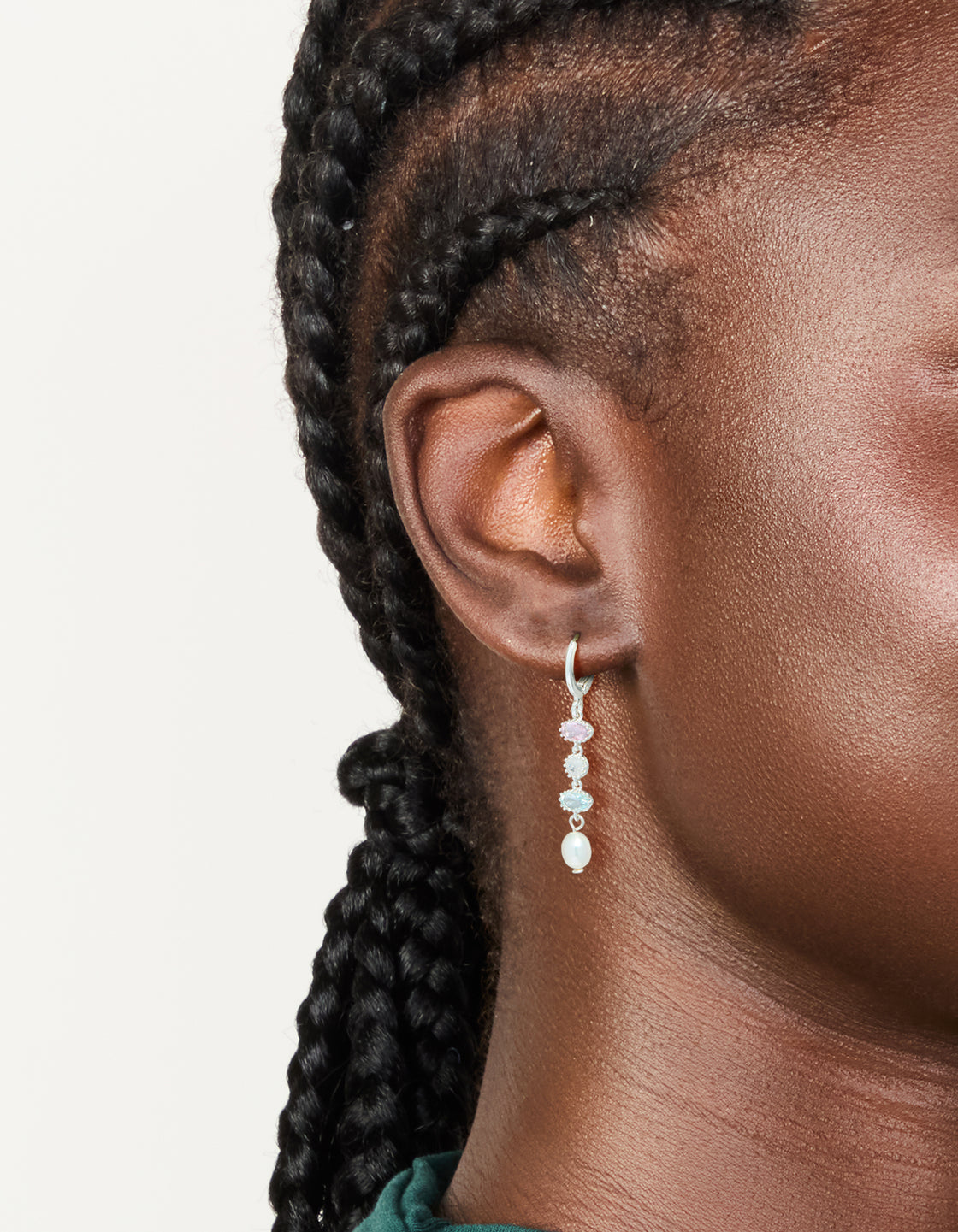 Silver Plated Cubic Zirconia & Freshwater Pearl Drop Earrings