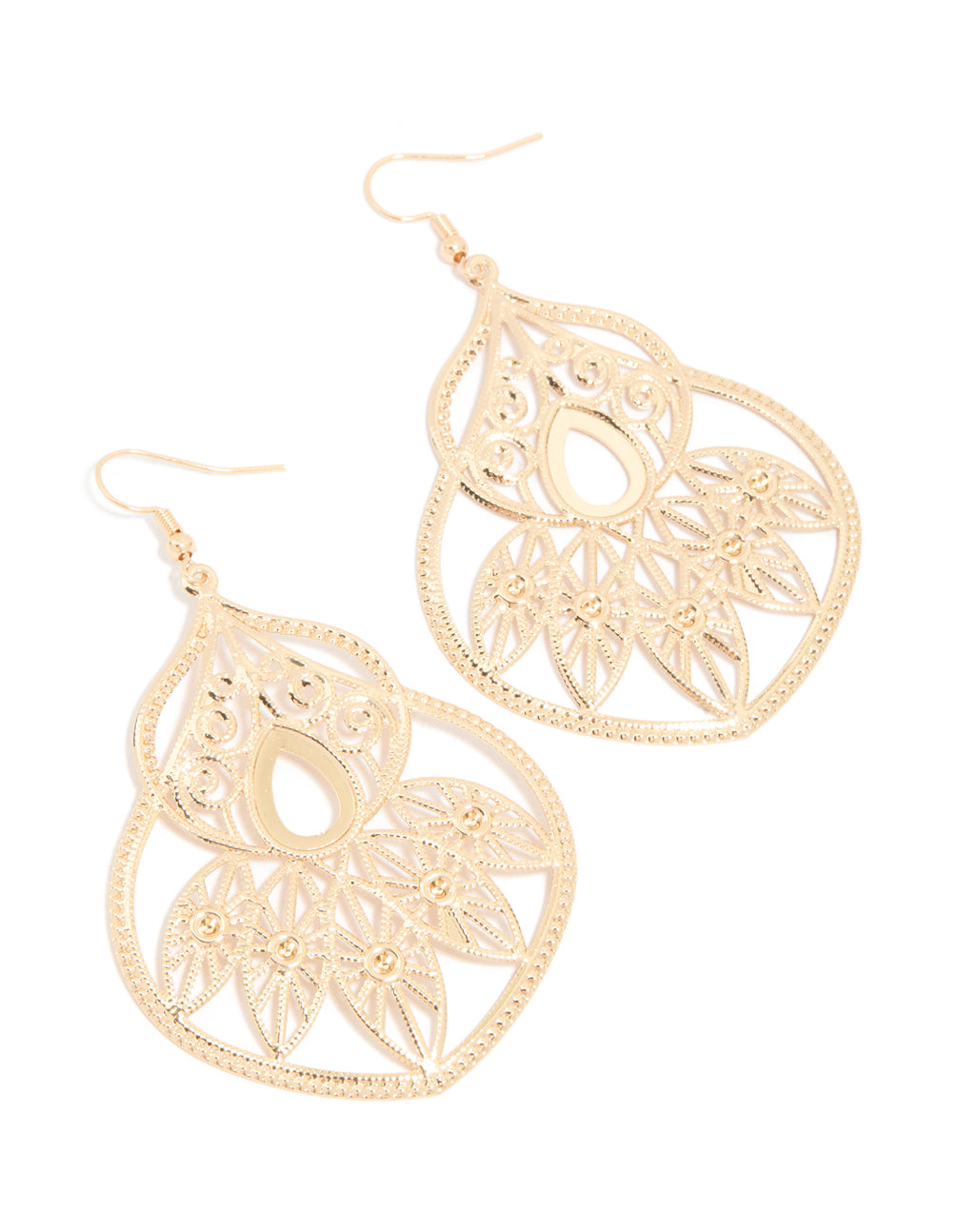 Gold Filigree Teardrop Earrings