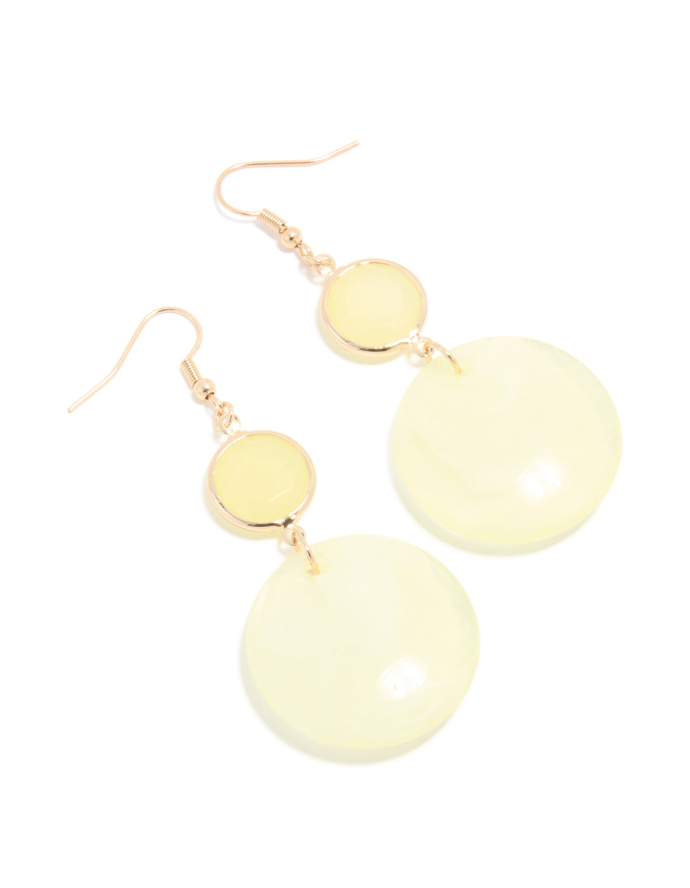 Gold Green Acrylic Circle Drop Earrings