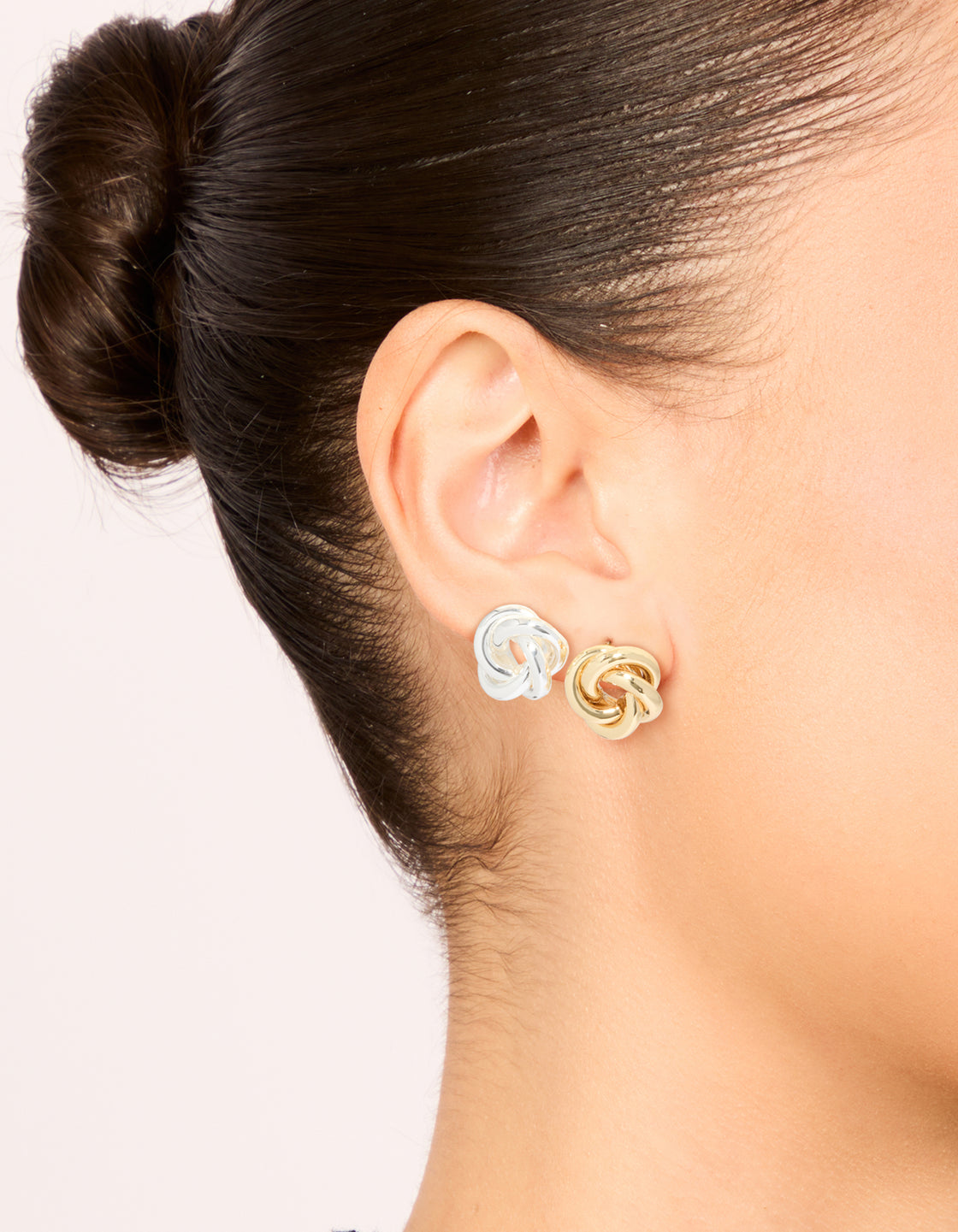 Mixed Metal Plated Knot Stud Earrings 2 Pack