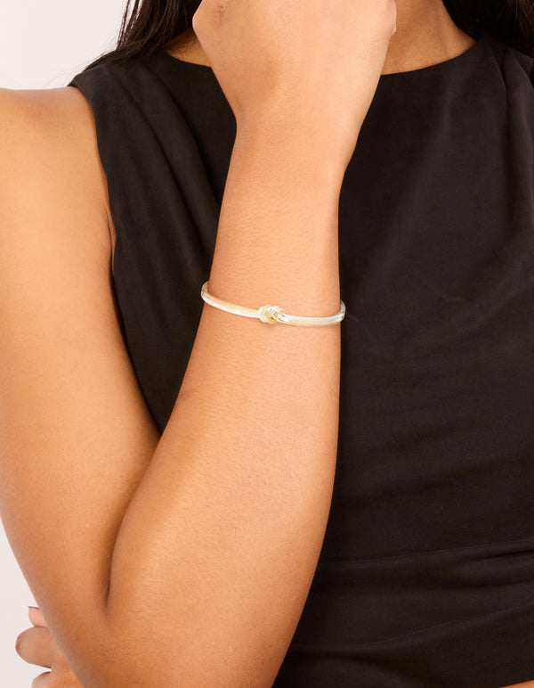 Mixed Metal Plated Thin Wire Knotted Wrist Cuff