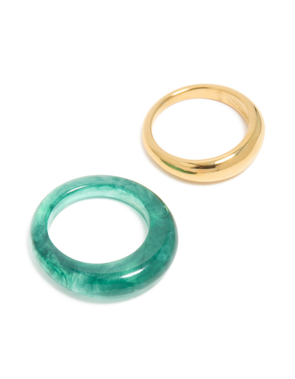 Waterproof Gold Plated Stainless Steel Modern Thin Stack Ring Set Of 2