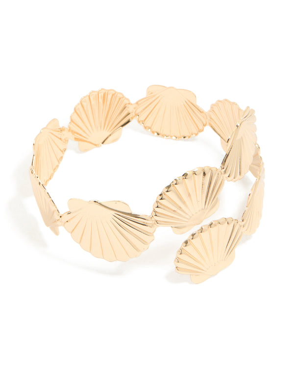 Gold Shell Wrap Around Arm Cuff