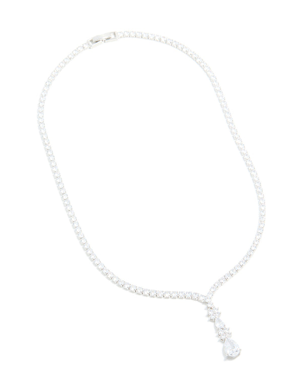 Silver Cubic Zirconia Lovely Pear Necklace