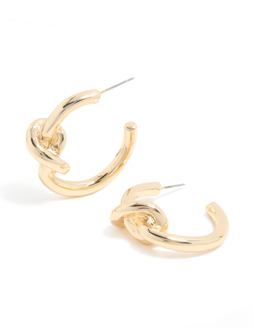 Gold Smooth Knotted Open Hoop Earrings