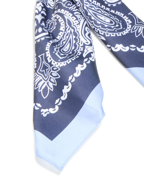 White & Blue Deco Paisley Fabric Scarf