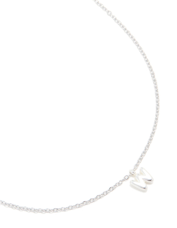 Waterproof Stainless Steel Mini Bubble Letter W Necklace
