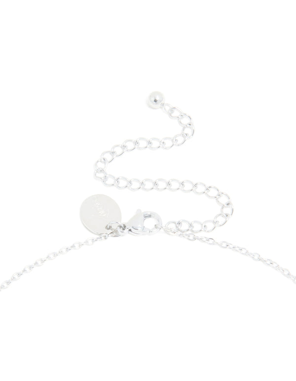 A waterproof stainless steel mini bubble letter B necklace with initial pendant clasp detail view