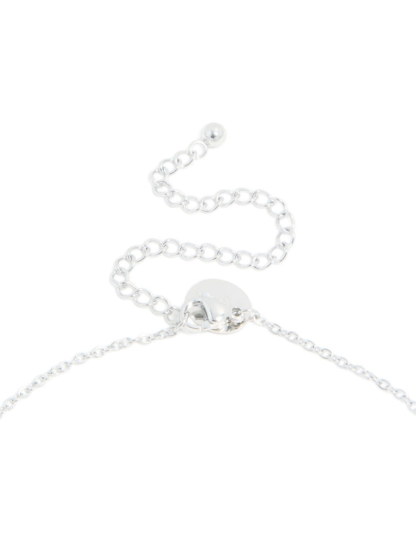 Highlighting the waterproof stainless steel mini bubble letter A necklace with initial pendant in silver clasp detail view