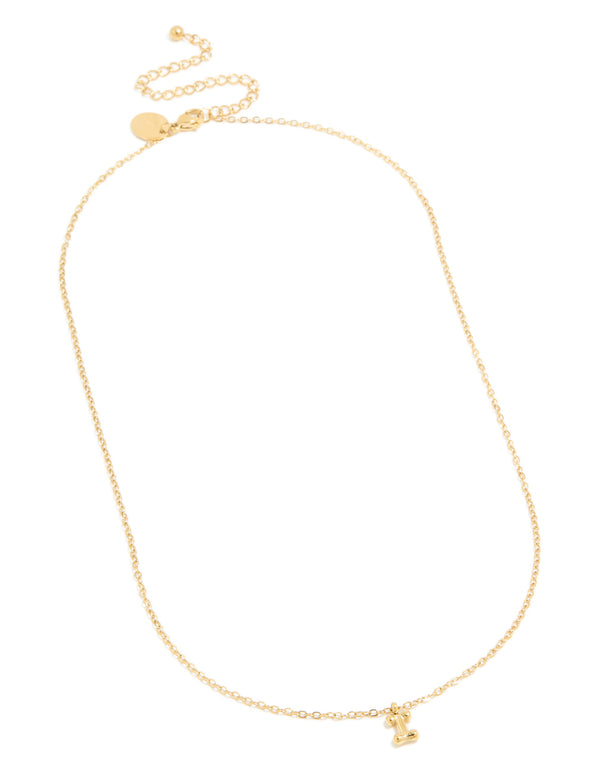 Waterproof Gold Plated Stainless Steel Mini Bubble Letter I Necklace