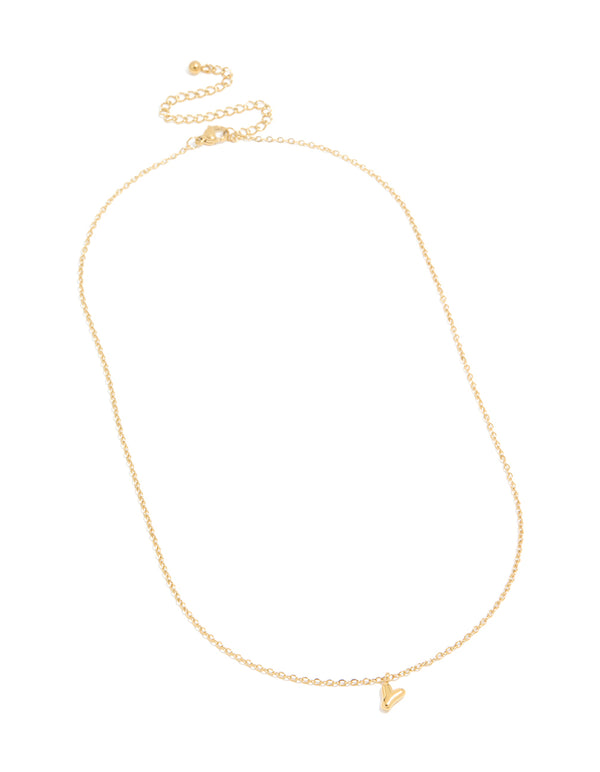 Featuring waterproof initial letter Y necklace in gold plated stainless steel with pendant and dainty style front view