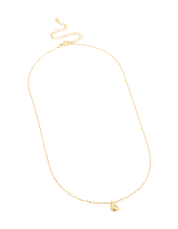 Crafted from waterproof gold plated stainless steel bubble letter G necklace featuring initial pendant front view