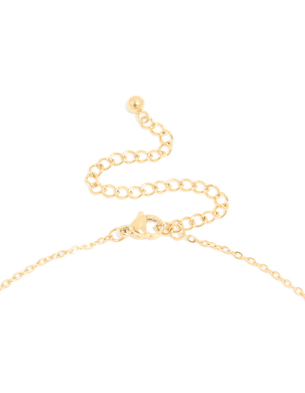 Highlighting the waterproof gold plated stainless steel bubble letter G necklace featuring initial pendant clasp detail view