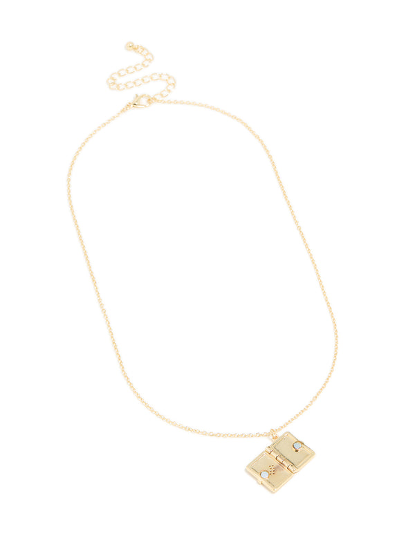 Gold Plated Cubic Zirconia Heart Locket Necklace