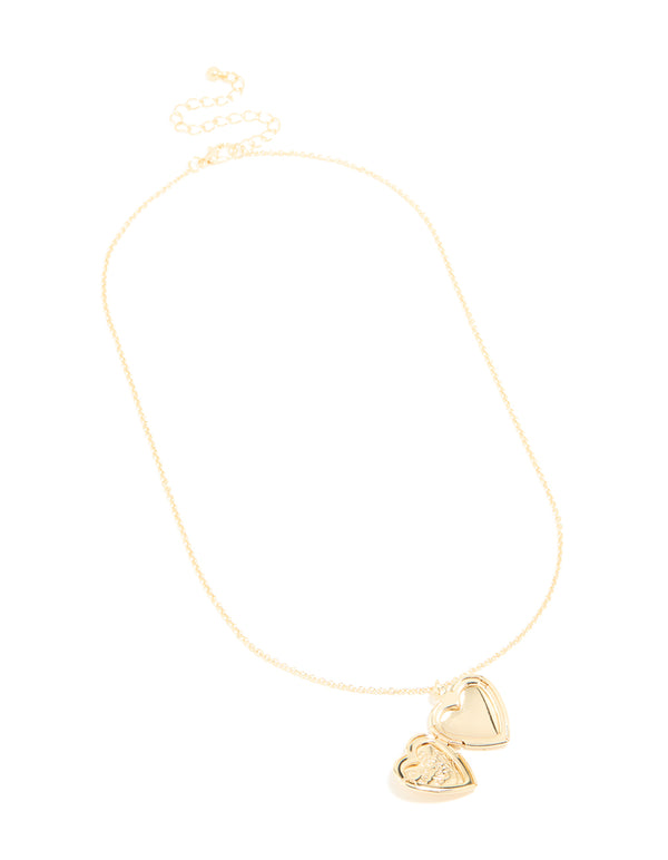 Gold Plated Heart 'Love You' Locket Necklace