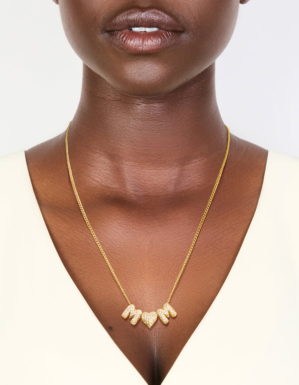 Gold Plated Cubic Zirconia Mum Heart Necklace