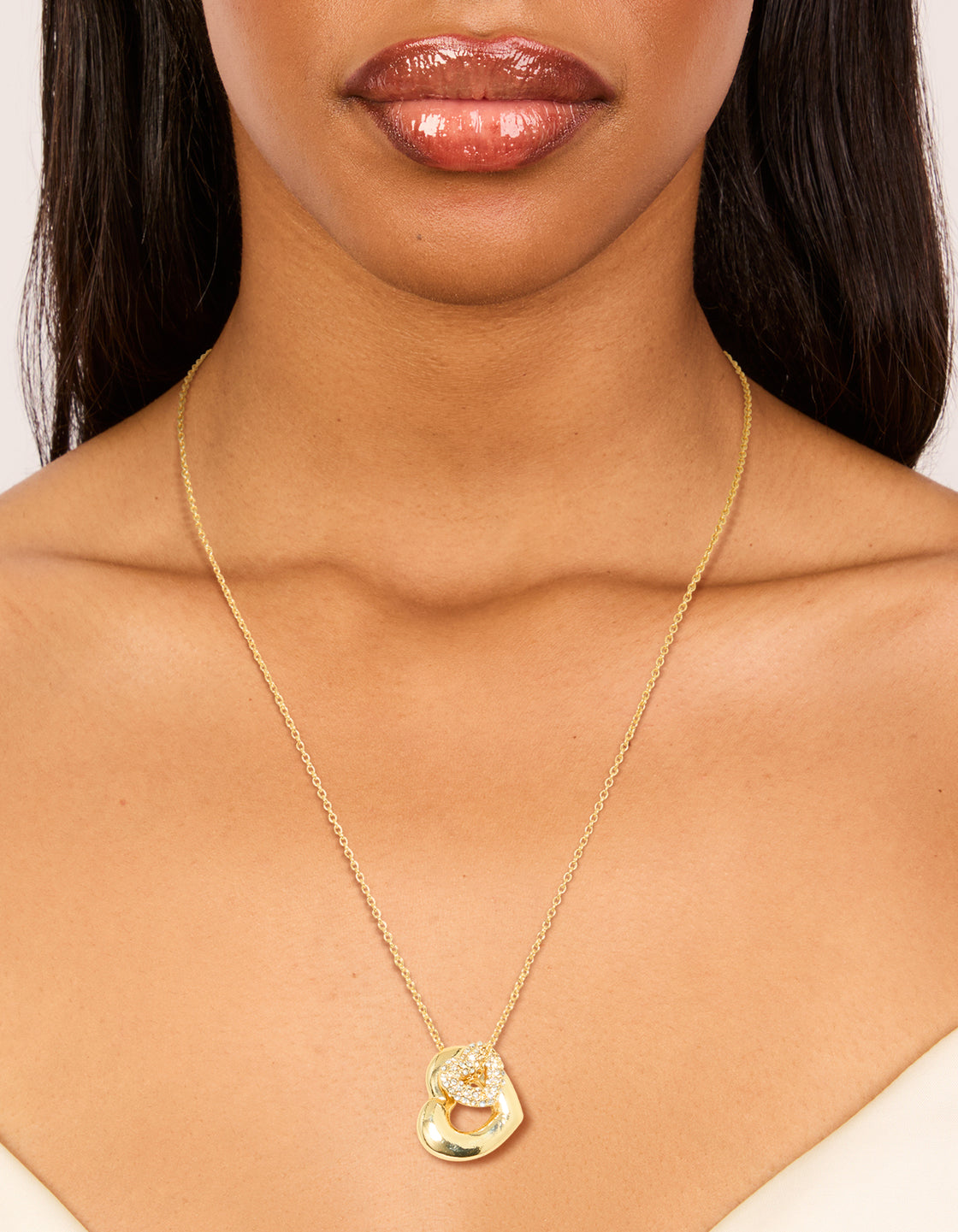 Gold Plated Diamante Bubble Heart Necklace