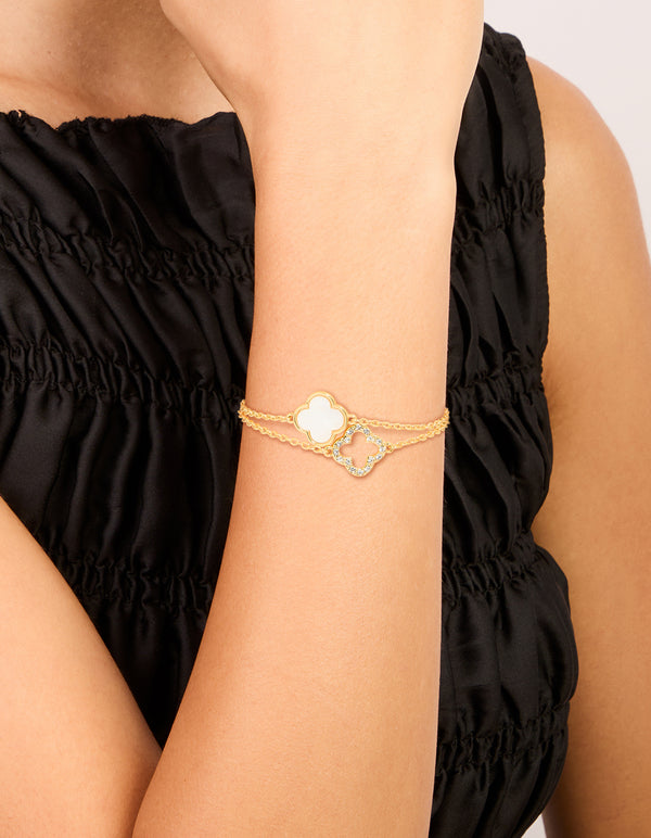 Gold Plated Flower Bracelets 2-Pack
